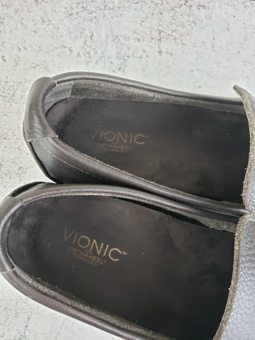 Vionic Parker Leather Driving Moccasin Loafers Brown Orthaheel size 11 Men's